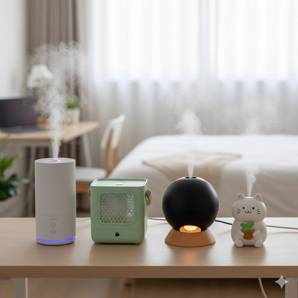 원룸에서 사용하기 적합한 소형 탁상형 가습기 예시