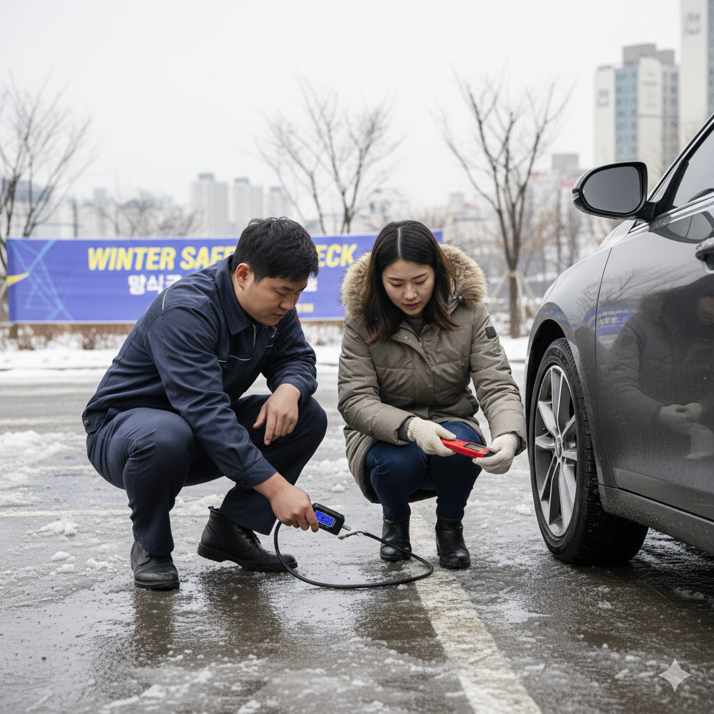 겨울철 차량 타이어 안전 점검 종합 점검 모습
