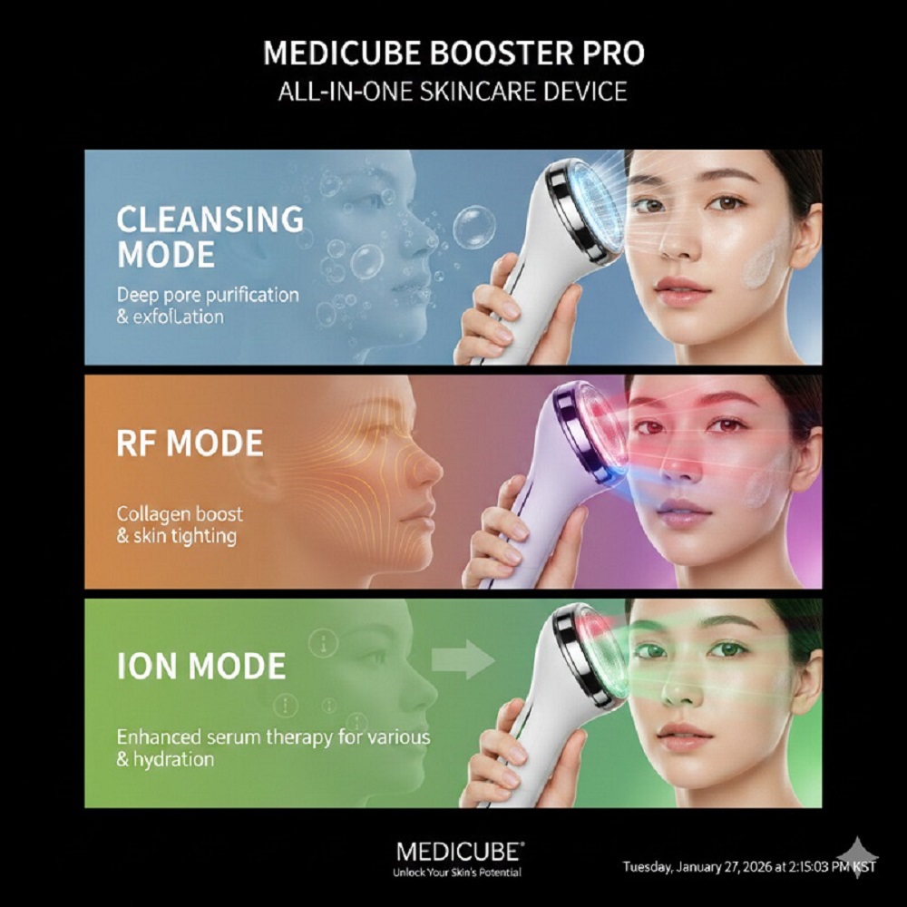 에이피알 메디큐브 부스터 프로 RF LED 이온 클렌징 기능 설명 이미지