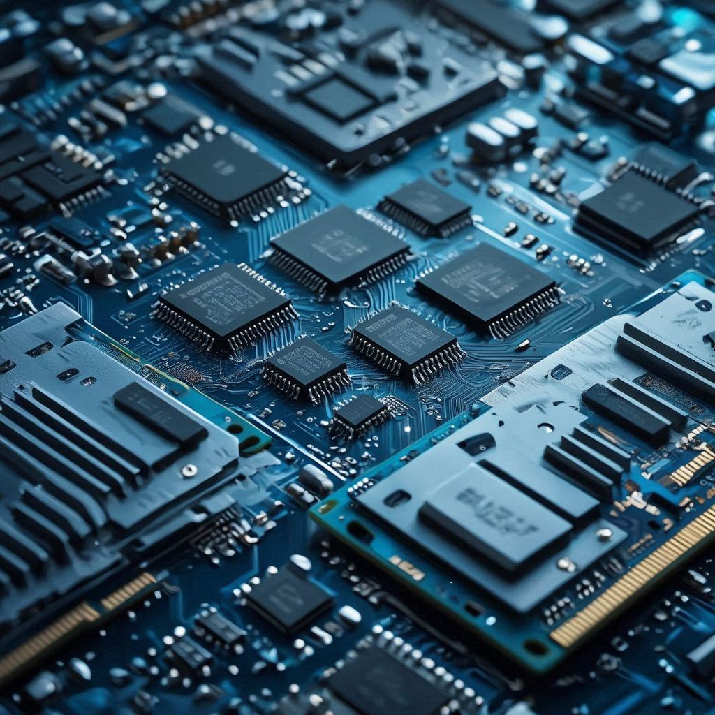 DDR5 메모리 반도체 클로즈업 이미지