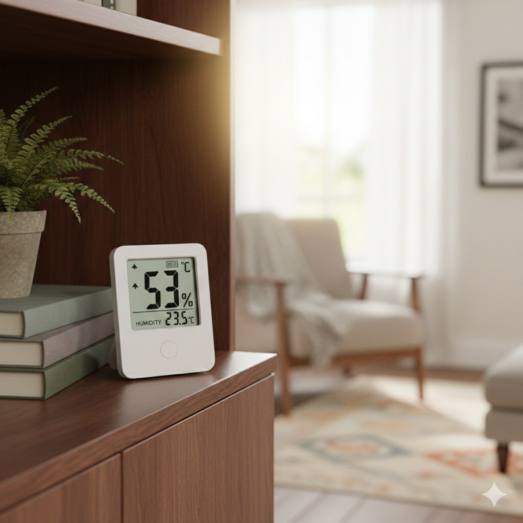 실내 적정 습도 40~60%를 나타내는 습도계