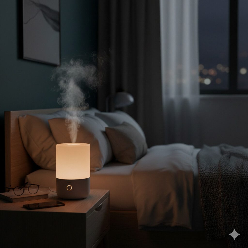 원룸 침대 옆 저소음 가습기 야간 사용