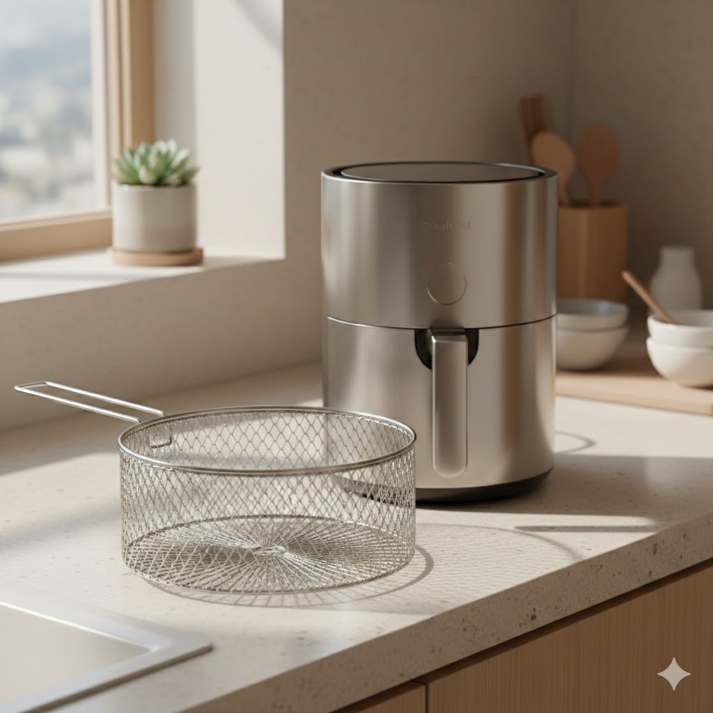 사용 후 세척 관리가 잘 된 에어프라이어 실사 분위기 이미지