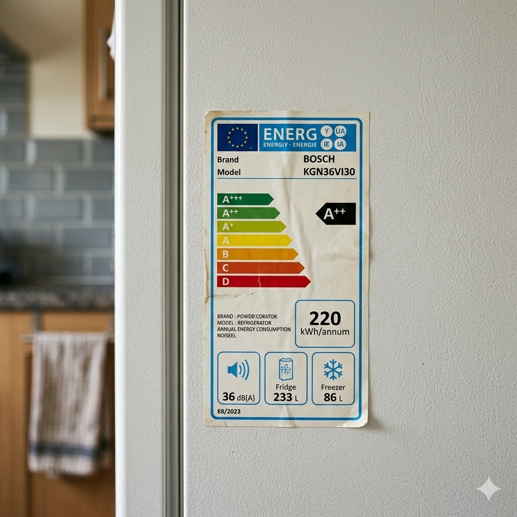 가전제품 에너지소비효율등급 스티커 소비전력 표기 모습