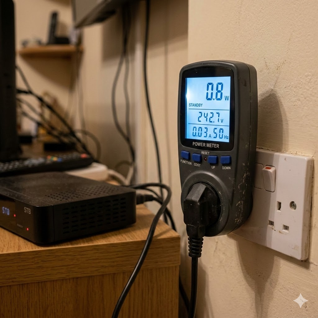 대기전력 많은 가전 셋톱박스 전력 측정 장면