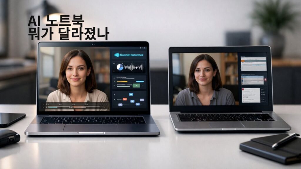 2026년 AI 노트북 차이와 신형 기능을 보여주는 실사형 비교 썸네일 이미지