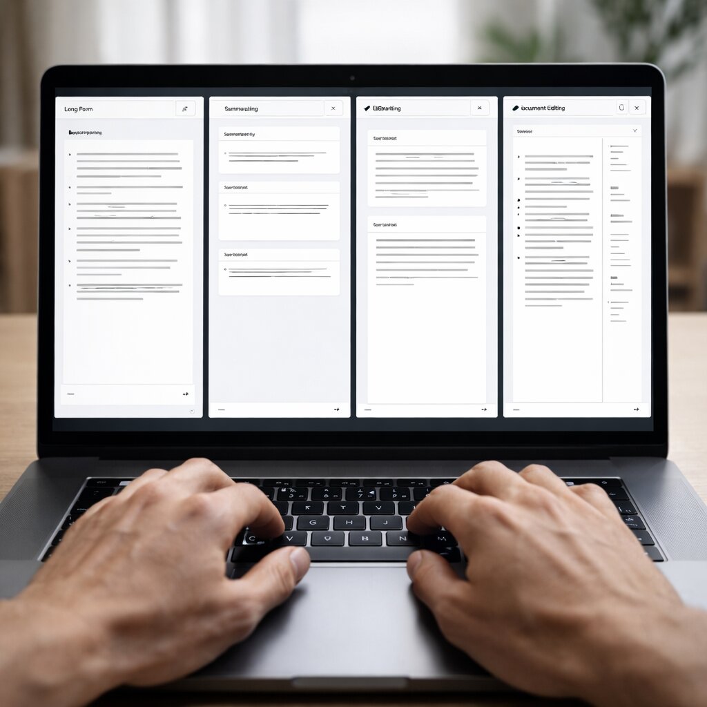 AI 글쓰기 도구 비교 기능 차이를 보여주는 실사형 작업 화면 이미지