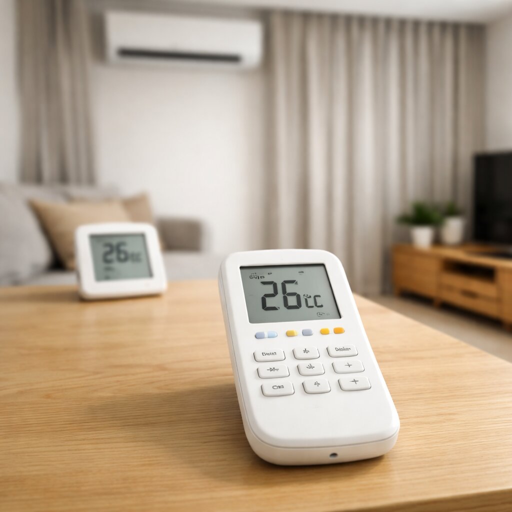 에어컨 전기세 줄이는 설정 방법에서 적정 온도 26도 기준을 설명하는 실사형 이미지