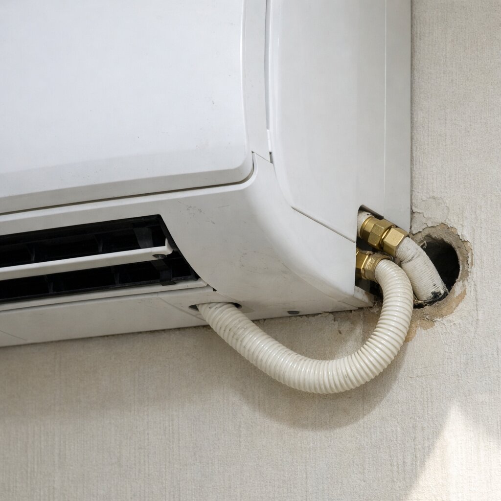 에어컨 물 떨어지는 이유와 배수 호스 막힘 점검 장면