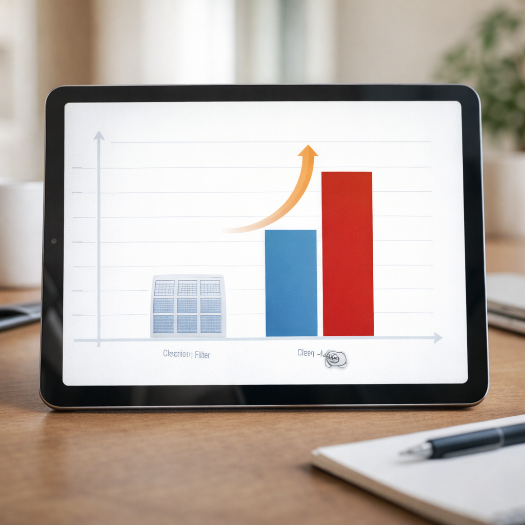 필터 오염은 ‘가동 시간’을 늘려 누적 사용량을 키웁니다.