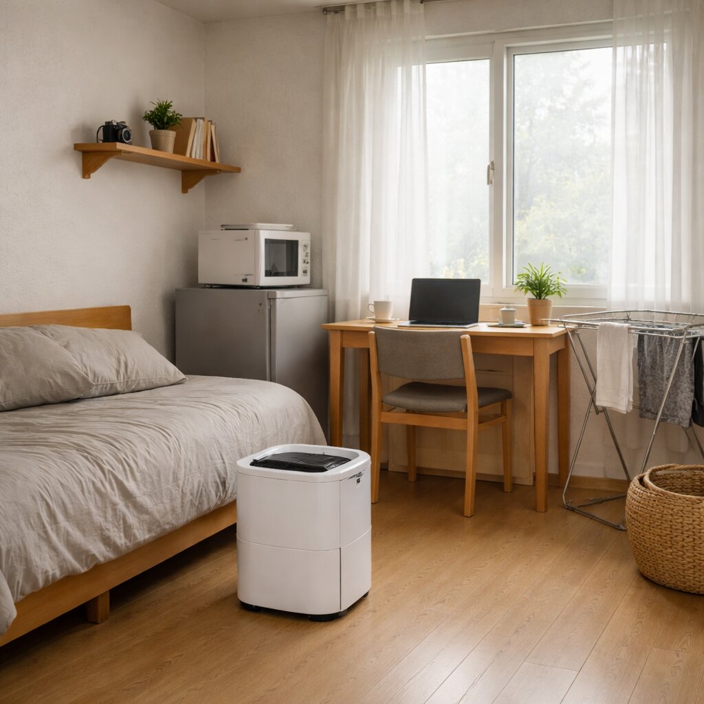 원룸 제습기 용량 기준에 맞는 소형 제습기 배치 예시 이미지