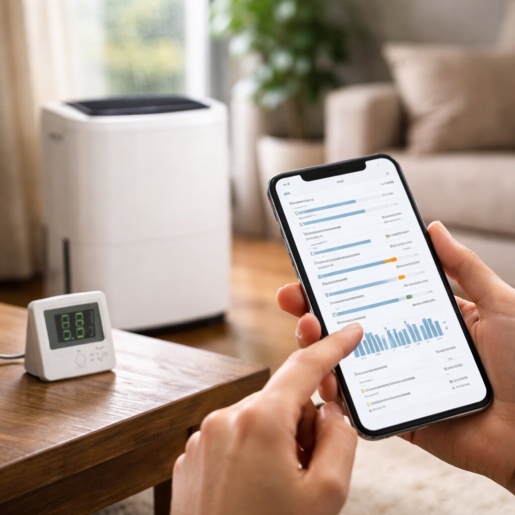 제습기 vs 에어컨 제습 차이 비교를 위한 제습효율 L/kWh 확인 장면