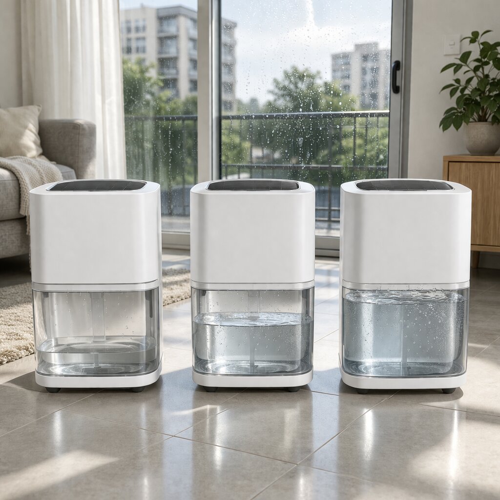 제습기 물통 용량 비교와 하루 물량 예시 이미지