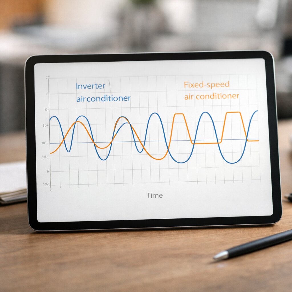 인버터 정속형 에어컨 차이 전력 소비 패턴 비교 그래프