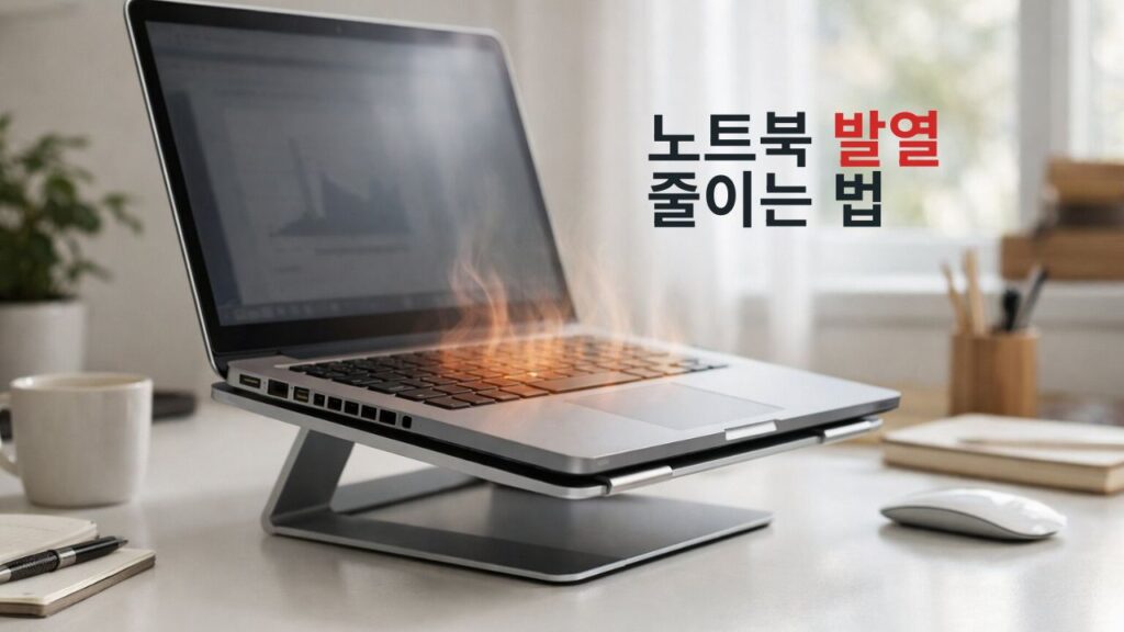 노트북 발열 줄이는 방법과 작업 환경 개선을 보여주는 실사형 노트북 관리 이미지