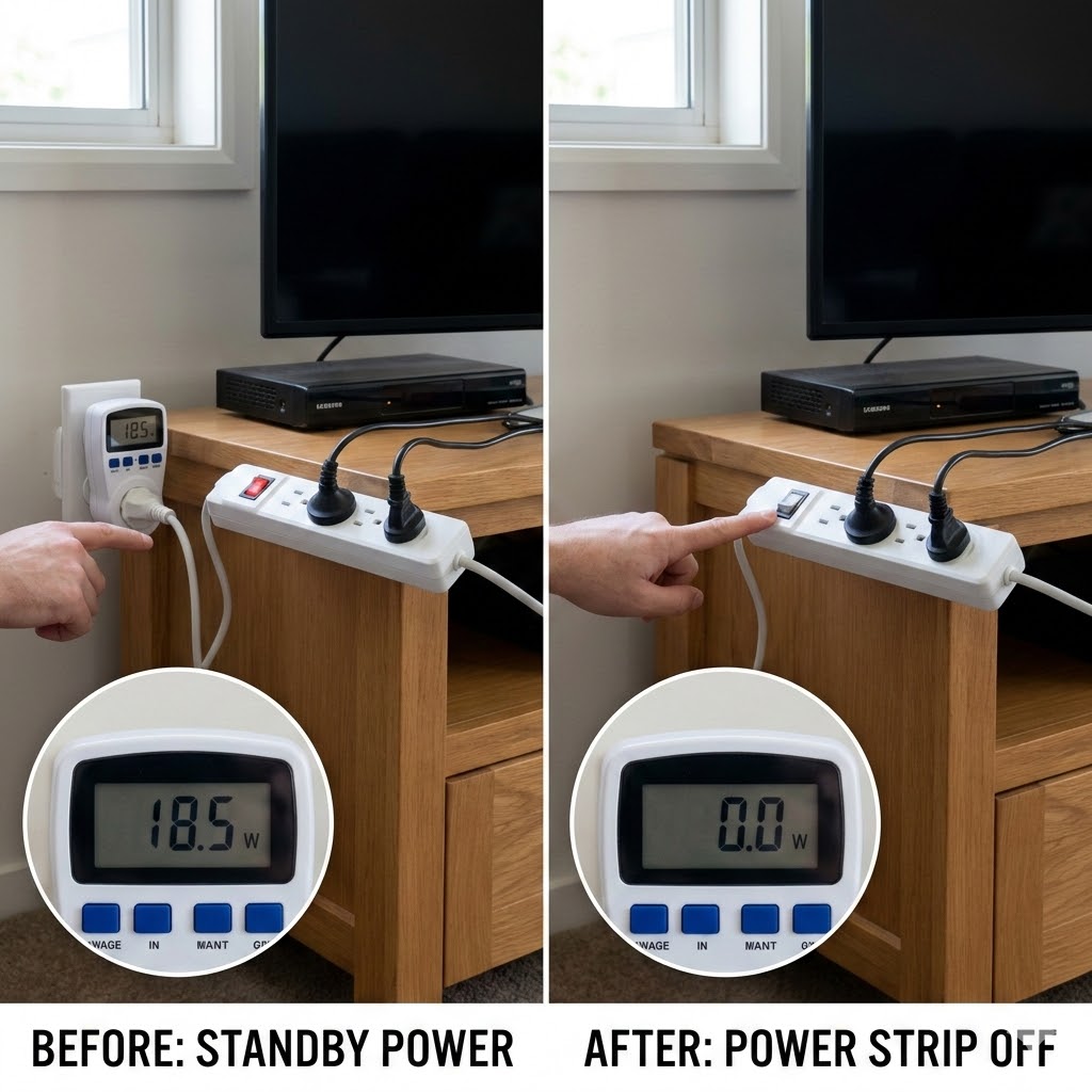 소비전력 측정기로 확인한 대기전력 수치 변화