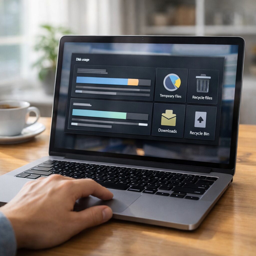 노트북 느려질 때 점검 리스트 중 저장공간 확인 화면을 보여주는 실사 이미지