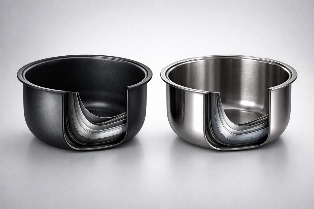 전기밥솥 내솥 코팅 종류 차이와 구조 비교 이미지