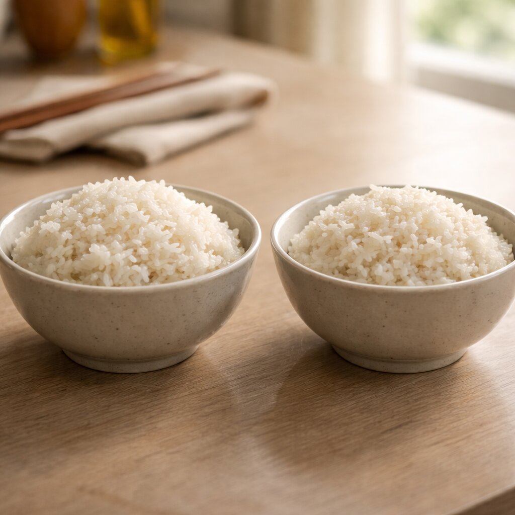 전기밥솥 보온 12시간 전후 밥 상태 비교