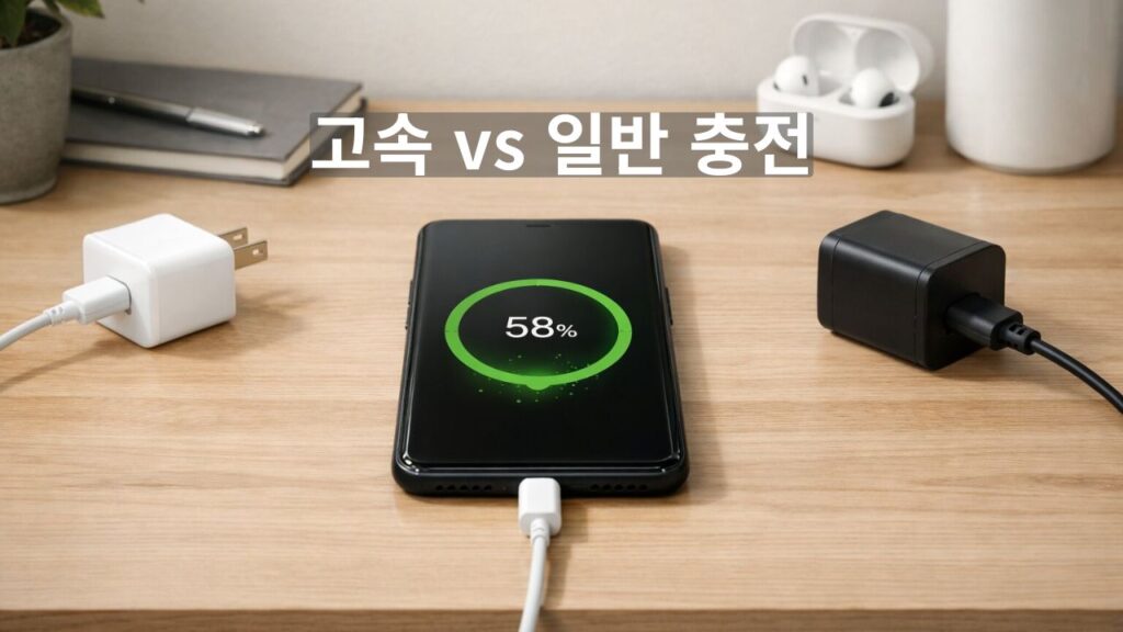 고속충전과 일반 충전의 차이를 한눈에 정리한 대표 이미지
