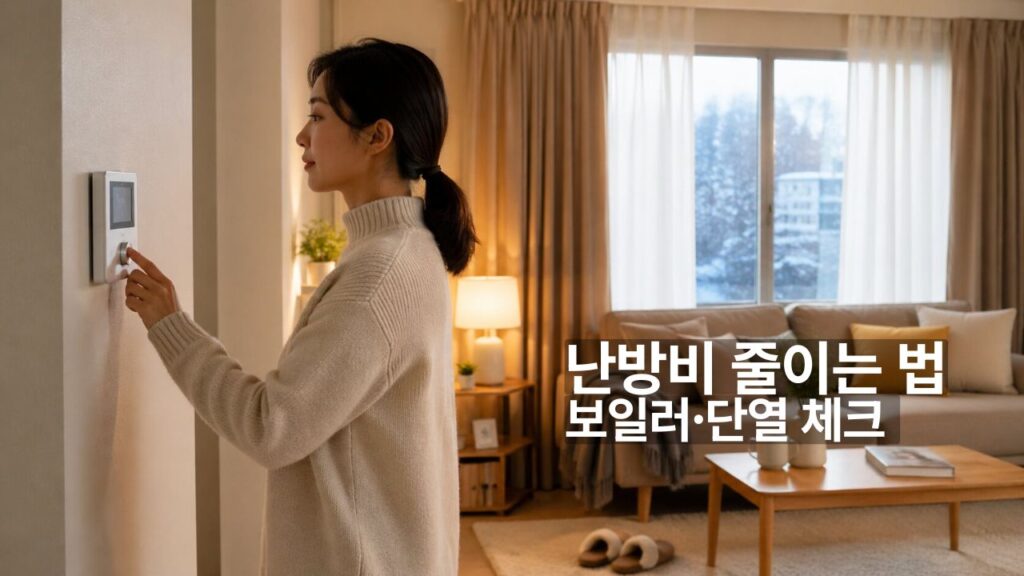 겨울철 난방비 줄이는 방법을 위해 보일러 온도를 조절하는 실내 모습