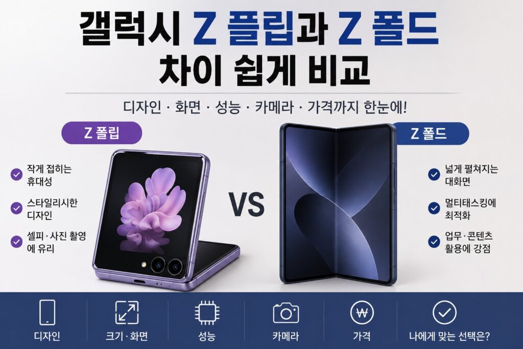 갤럭시 Z 플립과 Z 폴드 차이 비교 대표 이미지
