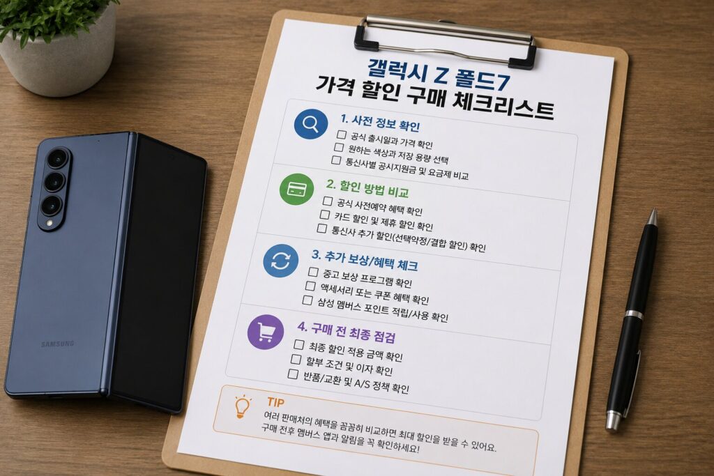 갤럭시 Z 폴드7 가격 할인 구매 체크리스트 이미지