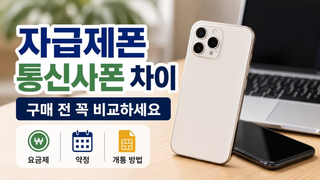 자급제폰 통신사폰 차이를 비교하는 스마트폰 구매 이미지