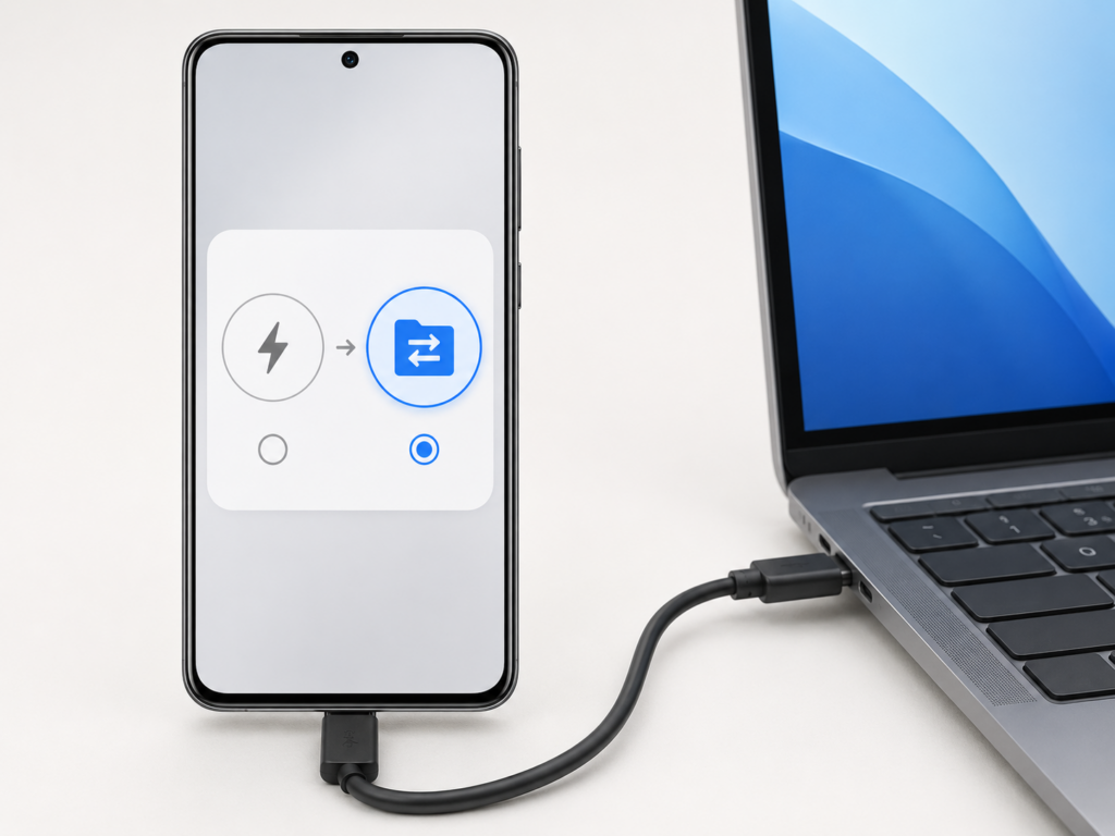 갤럭시 USB 연결에서 파일 전송 모드를 선택하는 모습