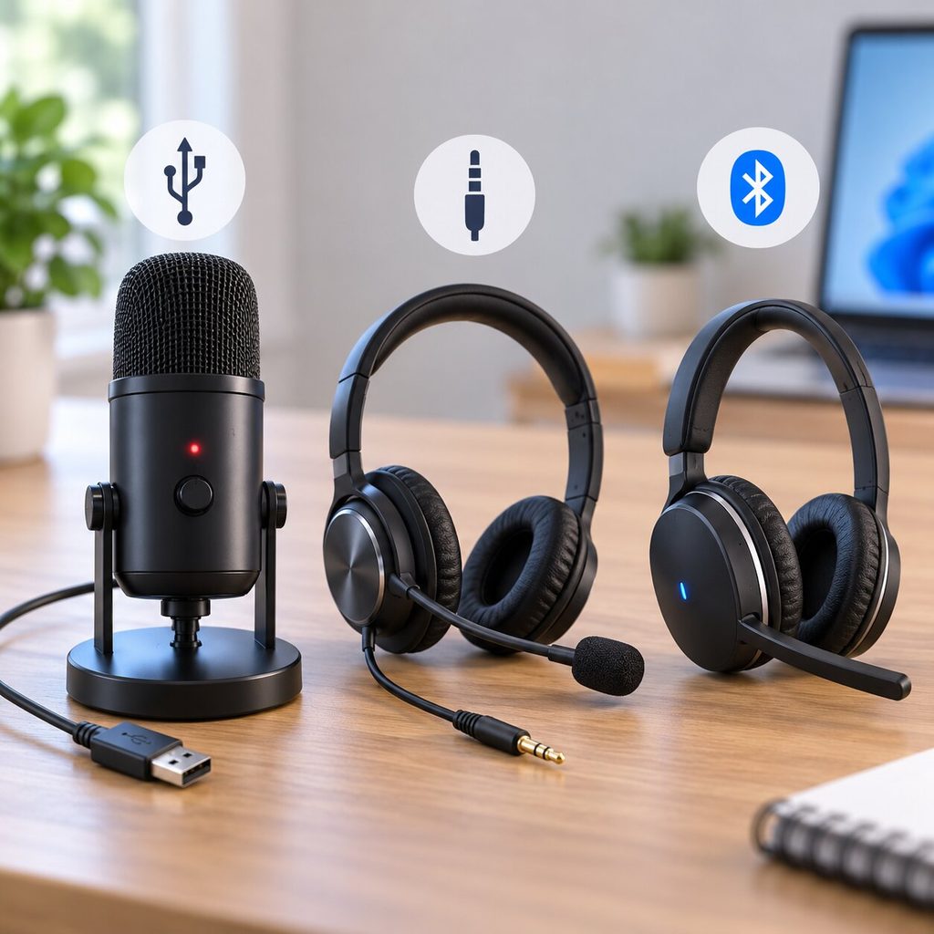 USB 마이크와 유선 헤드셋, Bluetooth 헤드셋 연결 방식 비교
