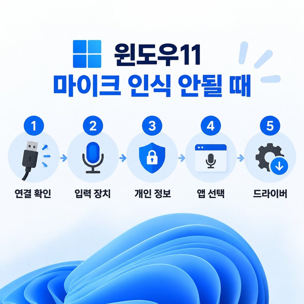 연결부터 입력 장치와 권한, 드라이버까지 마이크 점검 순서