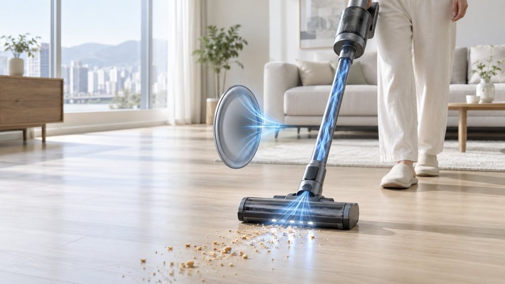 좁은 흡입구의 압력과 열린 흡입구의 공기 흐름 비교
