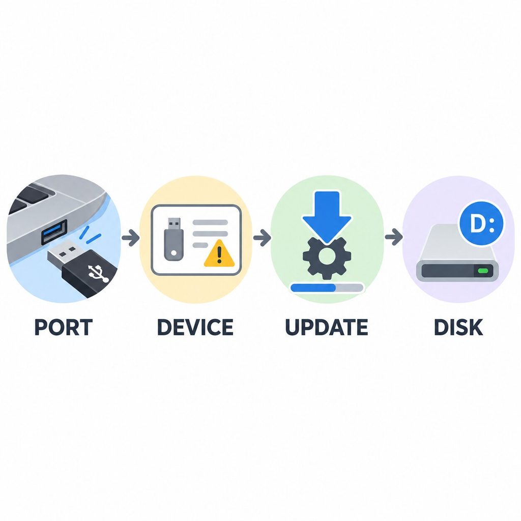 USB 포트 확인부터 드라이버와 디스크 점검까지의 해결 순서