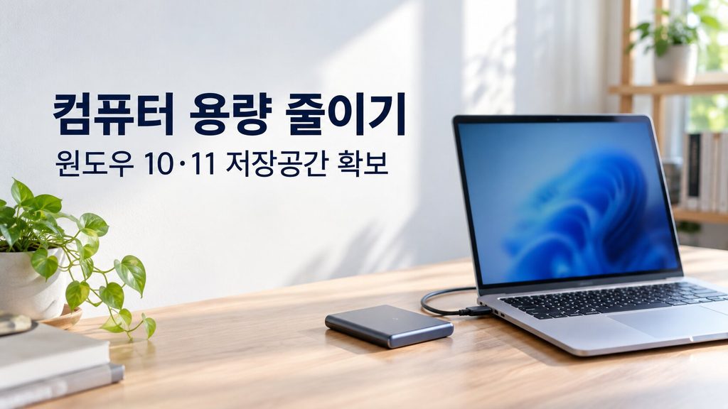 컴퓨터 저장공간 정리를 설명하는 노트북과 외장 SSD